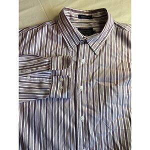 Men's‎ Pendleton Bridgeport Long Sleeve Red Striped Dress Shirt-Size L
